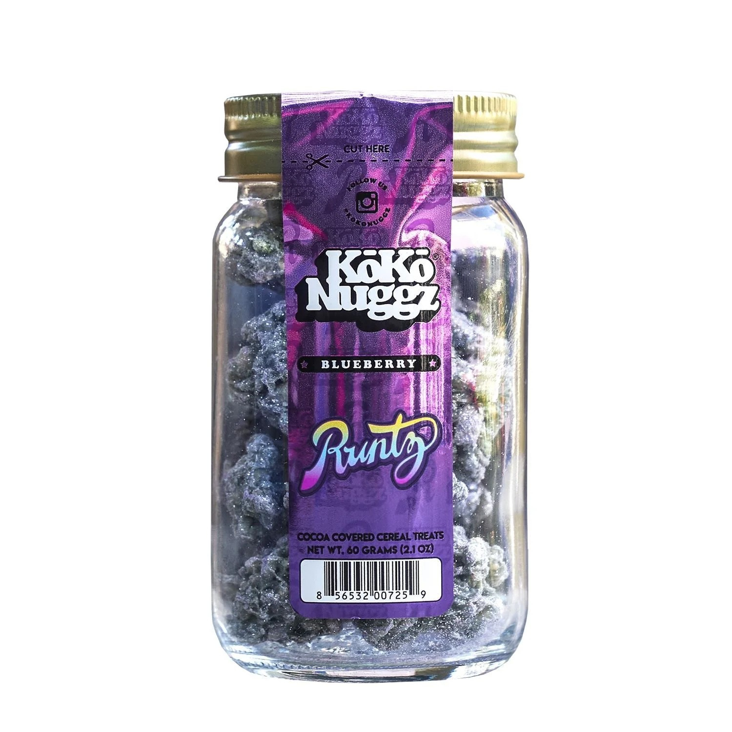 Photograph of product: Koko Nuggz Blueberry Cocoa Covered Crispy Treats 10MG Per serving
