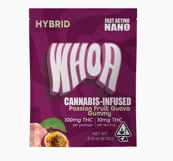 Photograph of product: WHOA Passion Fruit Guava Hybrid Gummy 100mg