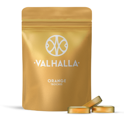 Photograph of product: Valhalla Orange Soft Troches 50mg (10pk)