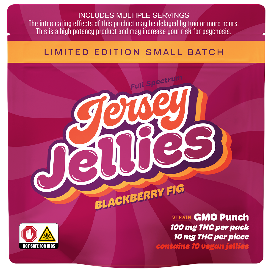 Photograph of product: Jersey Jellies - Blackberry Fig w/ GMO Punch Cured Resin - 100mg/10pk