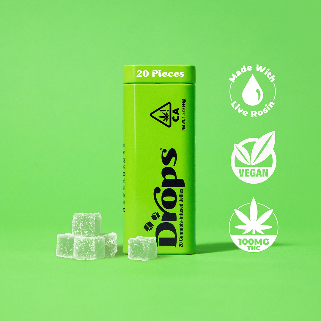 Photograph of product: Drops | LRO Gummies 100mg (20pc) | Lime