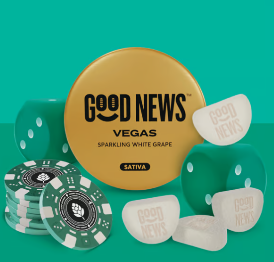 Photograph of product: Good News | Vegas White Sparkling Grape Gummies | 10pk 100mg