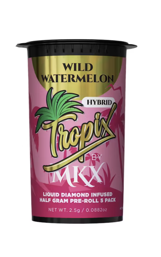 Photograph of product: Wild Watermelon | .5G 5-Pack Liquid Diamond Infused Pre-Rolls