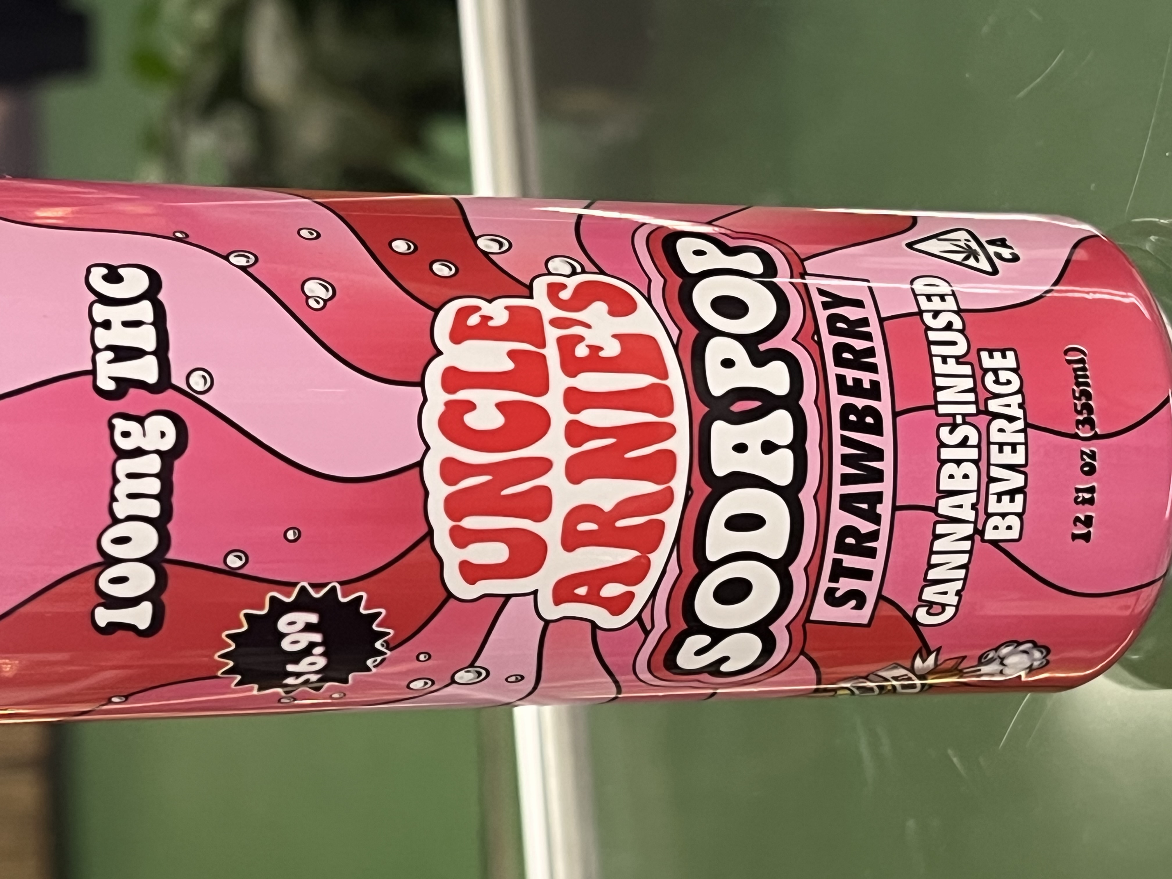 Photograph of product: Uncle Arnie's - Beverage 12oz Strawberry Soda 100mg