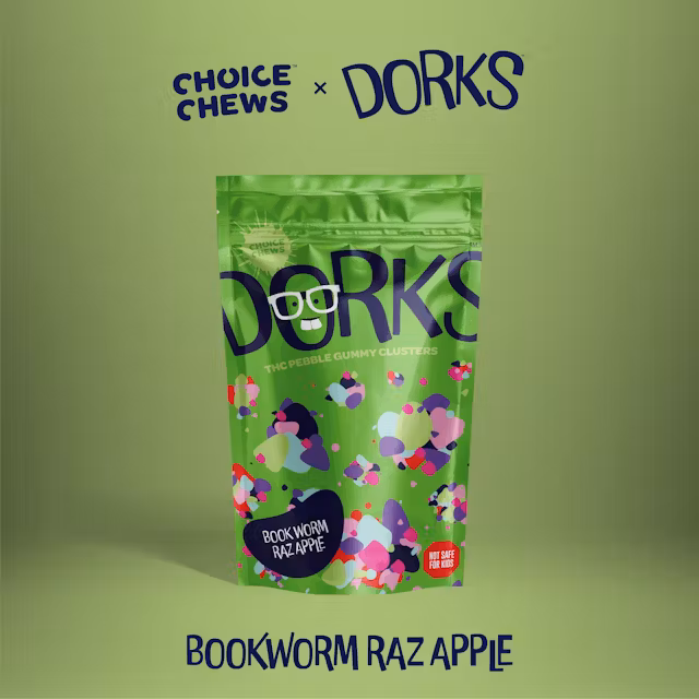 Photograph of product: CHOICE DORKS | Edible | Gummies | Book Worm Raz Apple | 200mg
