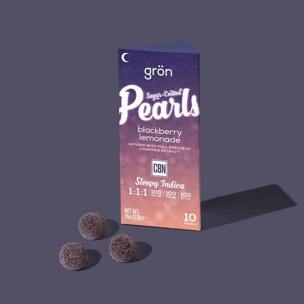 Photograph of product: 1:1:1 Blackberry Lemonade Pearls TH-oui:CBN:CBD I Sleepy | Grn
