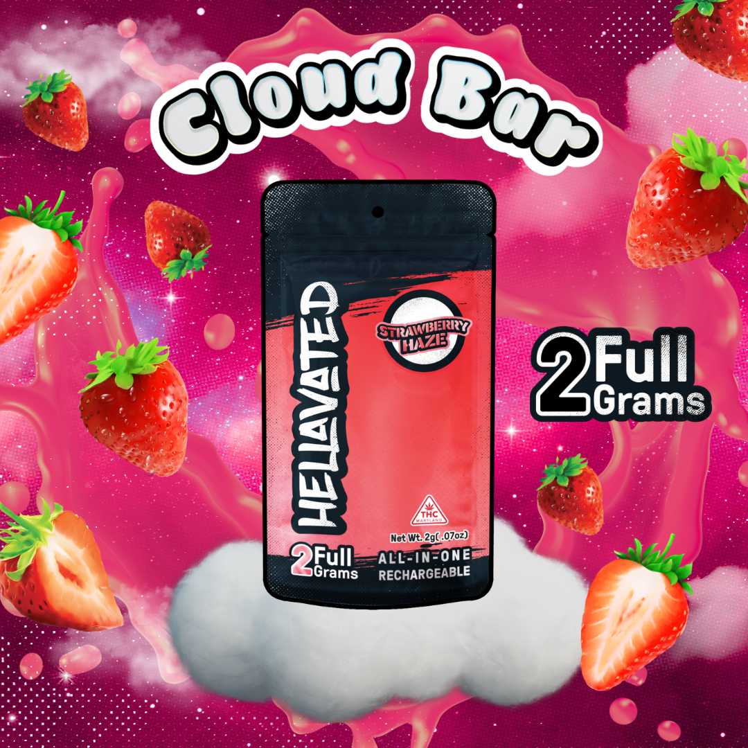 Photograph of product: Strawberry Haze Cloud Bar Rechargeable Disposable 2g