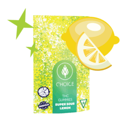 Photograph of product: Choice - Super Sour Lemon 100mg Gummies