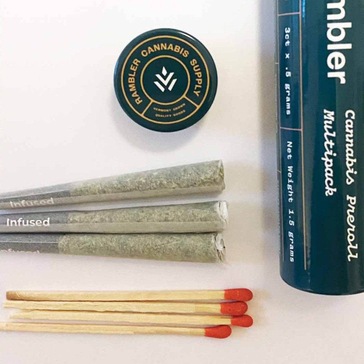 Photograph of product: Rambler | OG Chem | x3 .5g Kief-Infused Pre Roll w/Matches