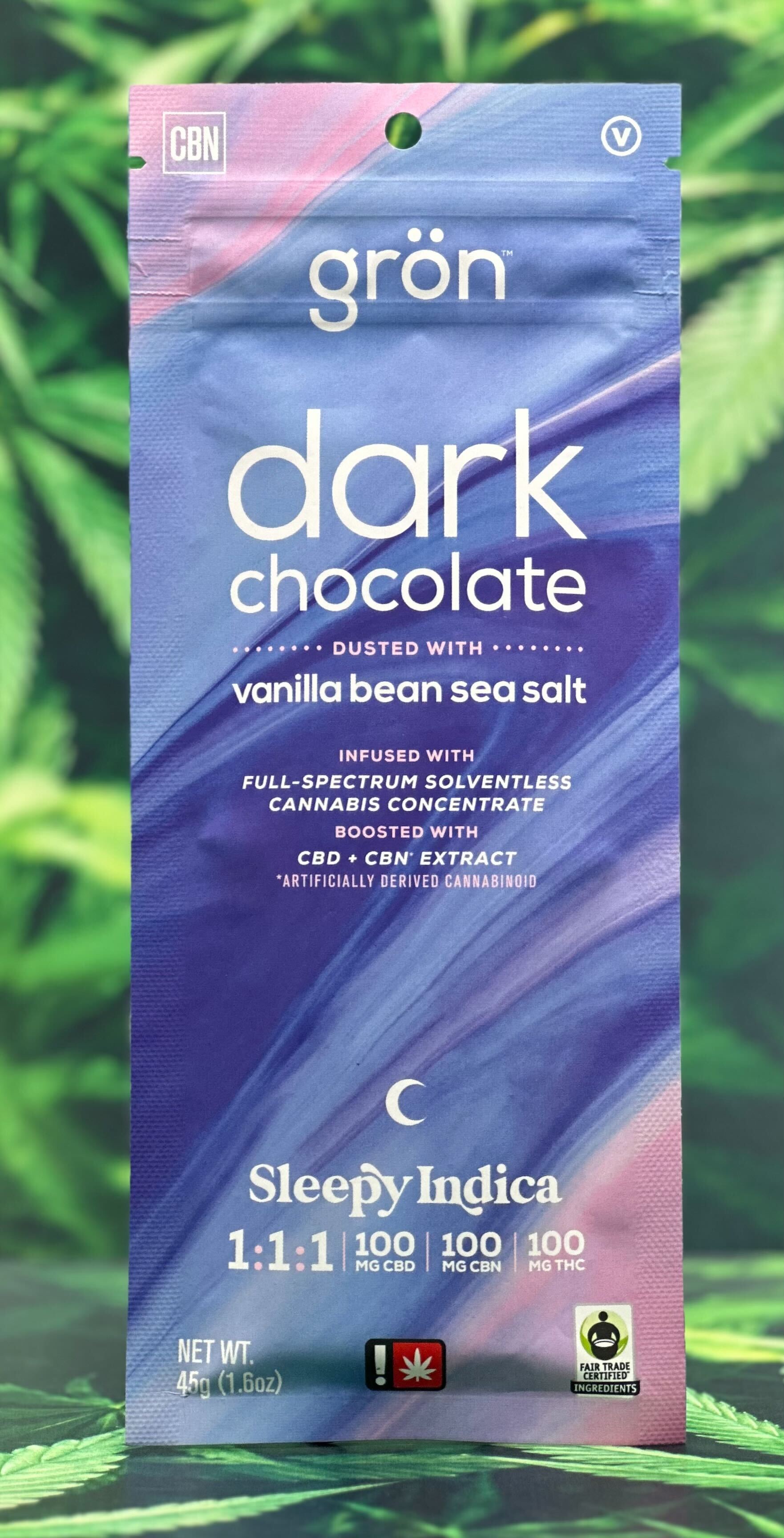 Photograph of product: Chocolate | 1:1:1 Dark Chocolate w/ Vanilla Bean Sea Salt TH-oui/CBD/CBN | 10x 10mg:10mg:10mg