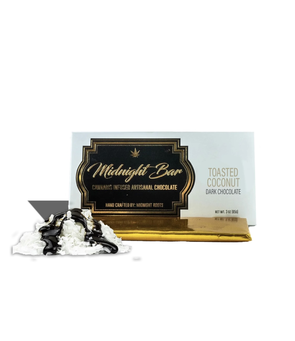 Photograph of product: AU Midnight: Toasted Coconut 200mg Chocolate Bar