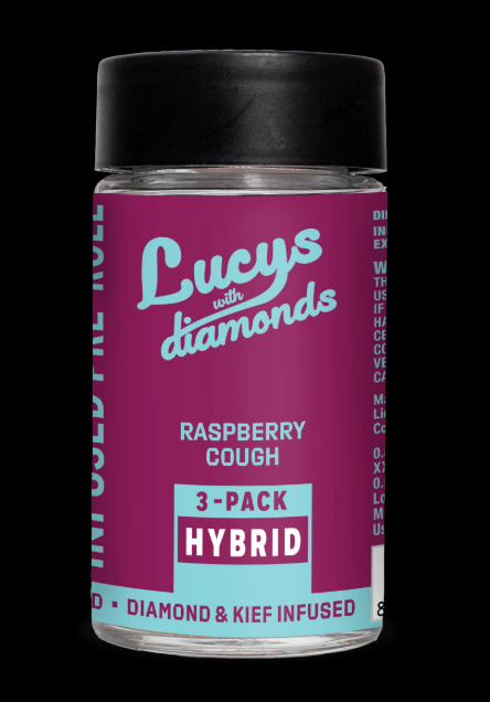 Photograph of product: Raspberry Cough | 0.7g 3pk Diamond Infused Prerolls