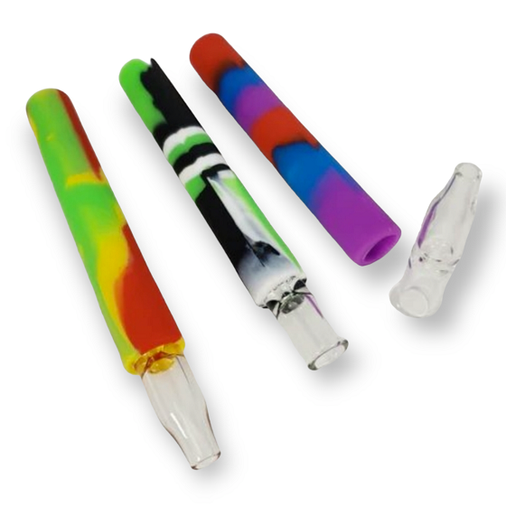 Photograph of Product: Silicone 2 Way Reversible Chillum + Dab Straw
