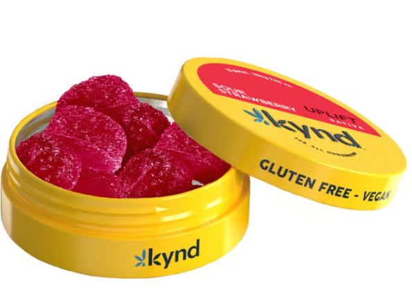 Photograph of product: Kynd Uplift | Gummies | Sour Strawberry (S) | 10pk |10mg-Oui'd