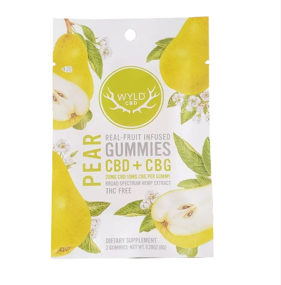 Photograph of product: Wyld CBD - Gummies - - Pear - 40mg CBD & 20mg CBG / 2ct $6