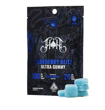 Photograph of product: Blueberry Blitz (Blue Dream/S) 5pk GUMMIES - Heavy Hitters