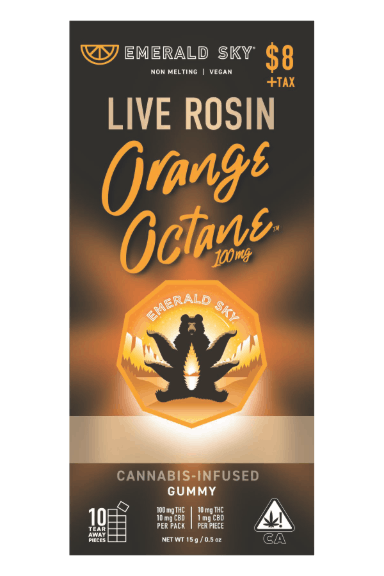Photograph of product: Emerald Sky | Orange Octane Live Rosin Single Gummy | 100mg