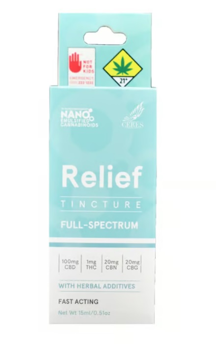 Photograph of product: Ceres Tincture Relief CBD 100mg