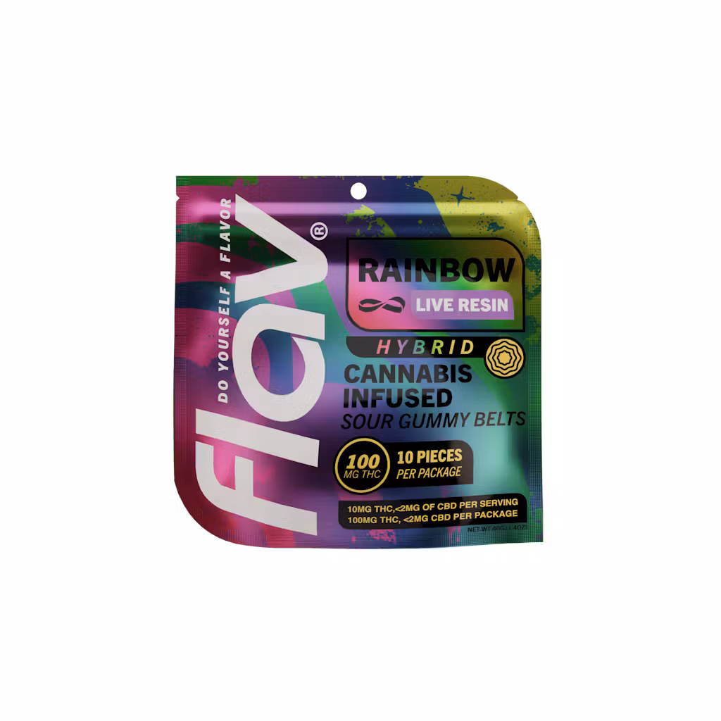 Photograph of product: Flav | Rainbow (Hybrid) Live Resin Belts 10pk, 100mg