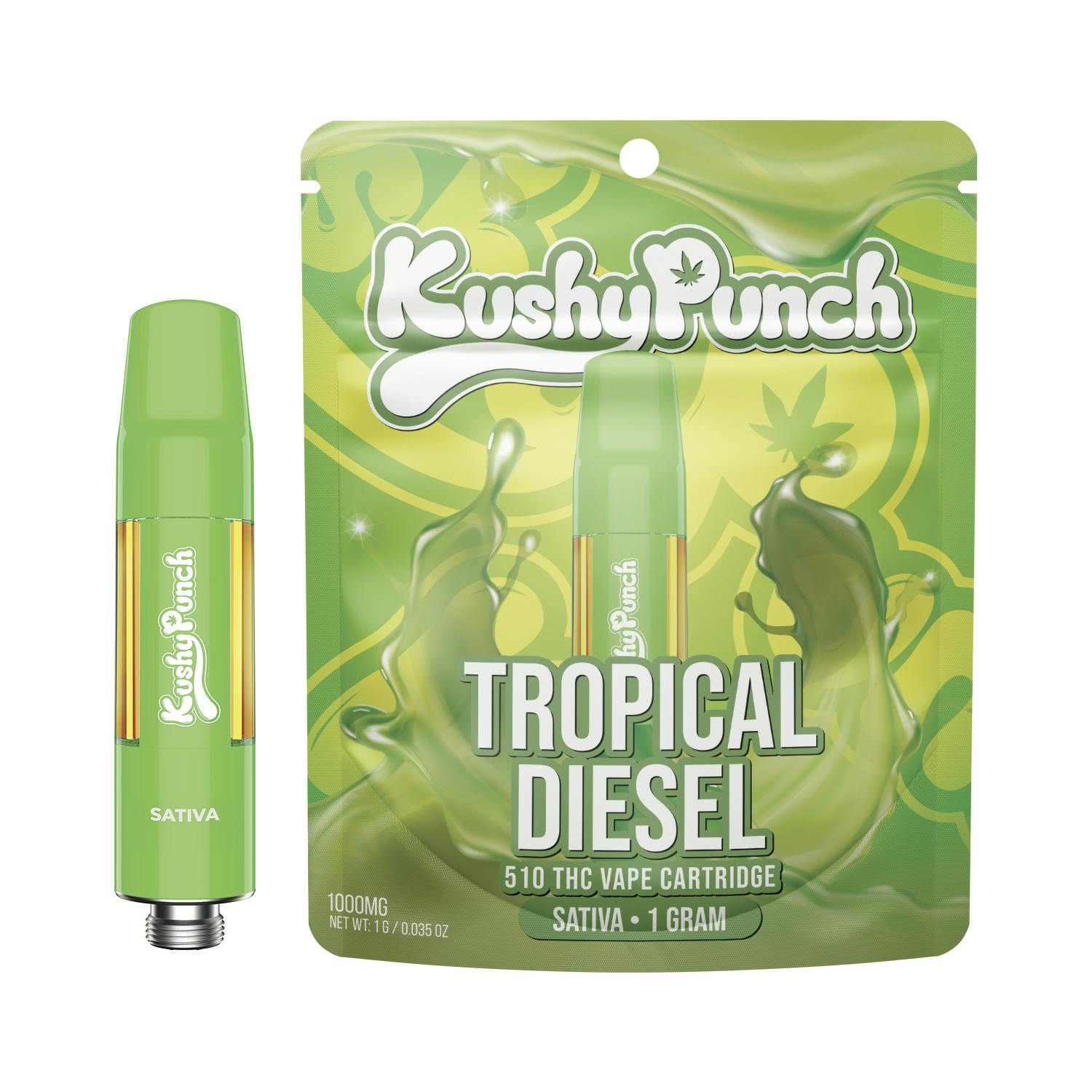 Photograph of product: Kushy Punch Vape - Tropical Diesel - 1G Cart