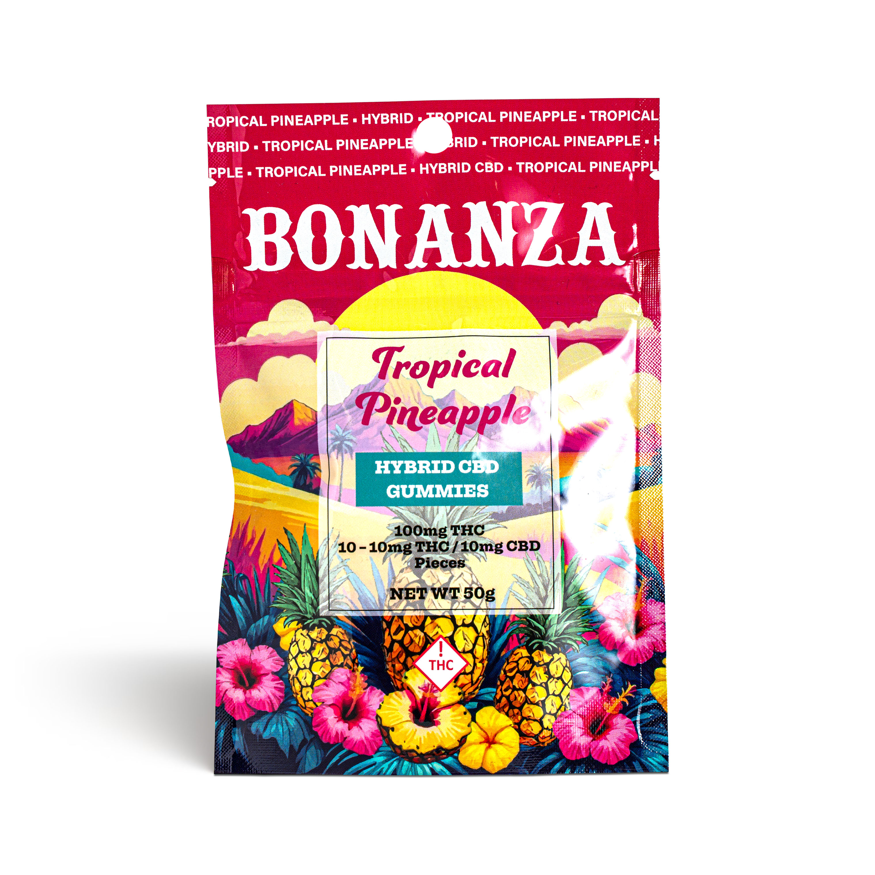 Photograph of product: Tropical Pineapple 1:1 TH-oui/CBD Gummies - 100mg