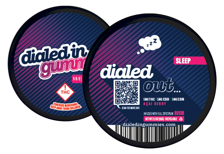 Photograph of product: Dialed In - 1:1:1 Gummies Sleep TH-oui:CBD:CBN - Acai Berry