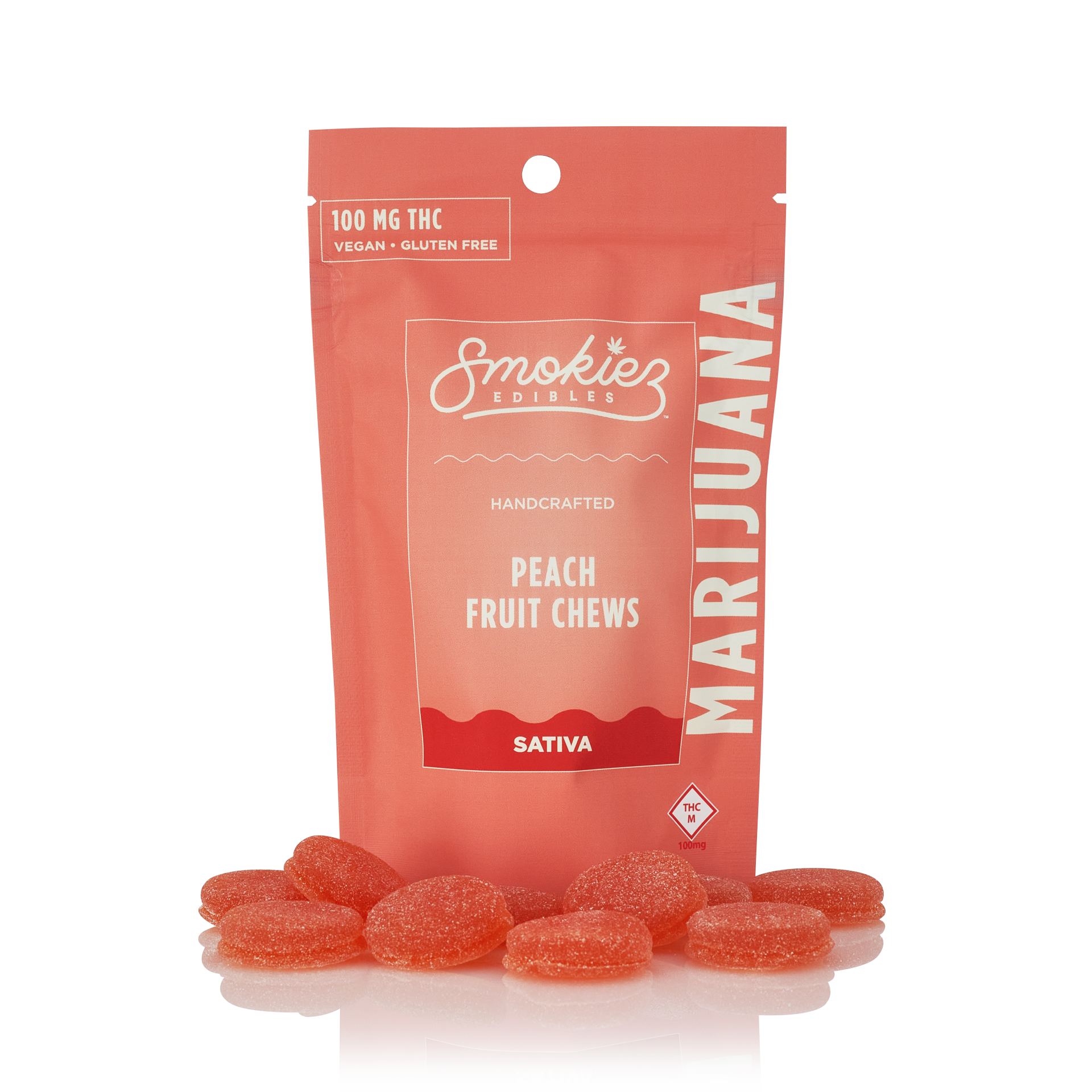 Photograph of product: Peach | Oui'd | 100mg | Fruit Chews | Smokiez