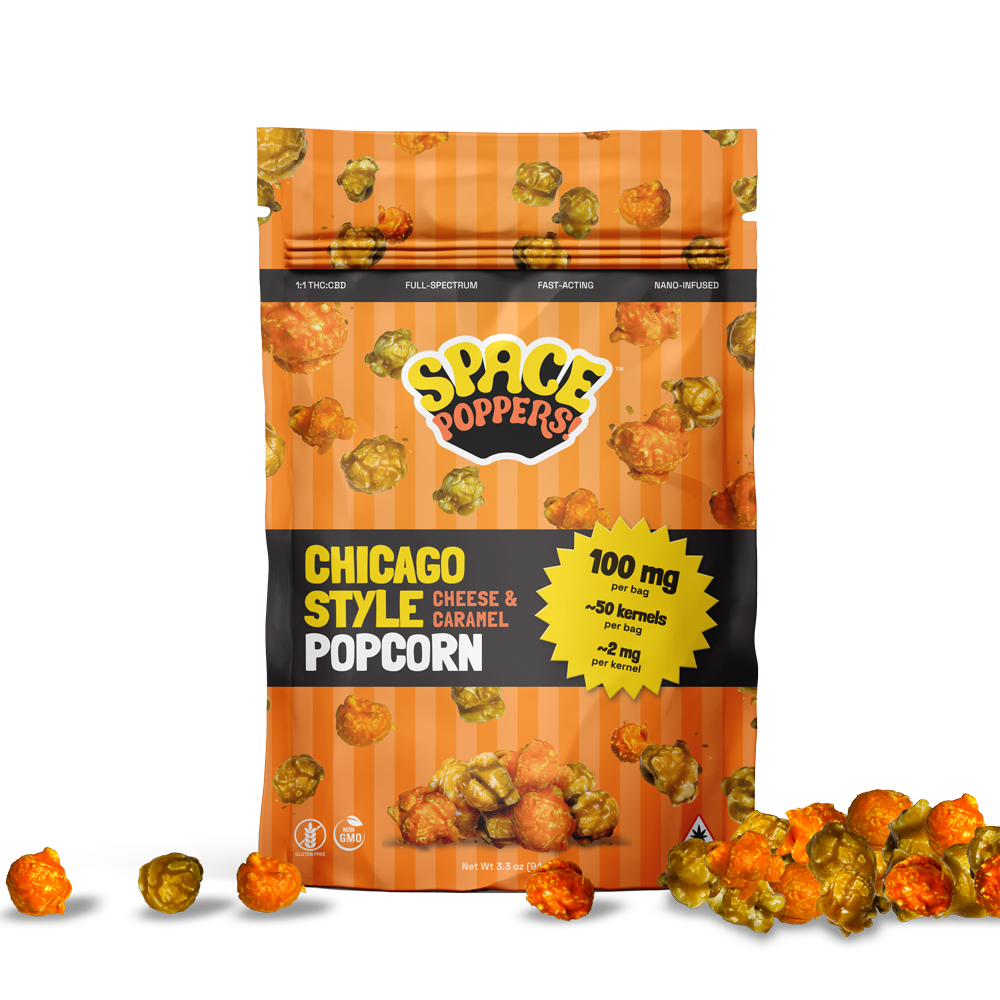 Photograph of product: Chicago Style Popcorn - 1:1 TH-oui:CBD - 100mg - 50 pack
