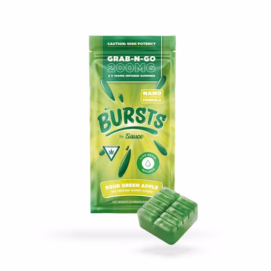 Photograph of product: Sour Green Apple Bursts | 200mg TH-oui Gummies