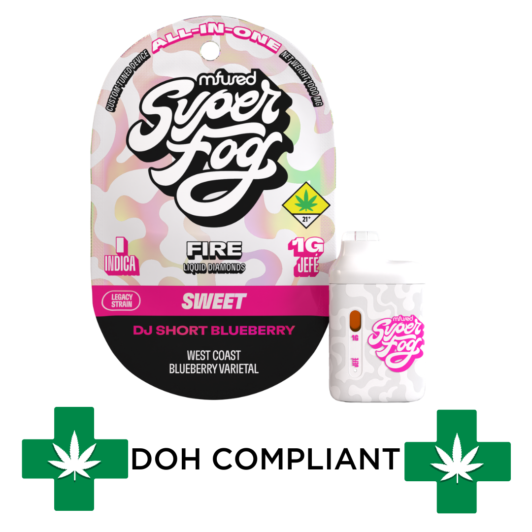 Photograph of product: DOH | DJ Short Blueberry Super Fog Fire Disposable Cartridge | 1g