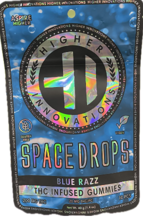Photograph of product: Hi   200mg Space Drops   Blue Razz