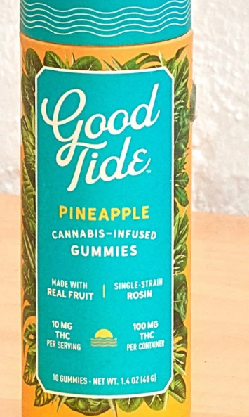 Photograph of product: E | Good Tide | Pineapple | Gummies | 10pcs | 100mg