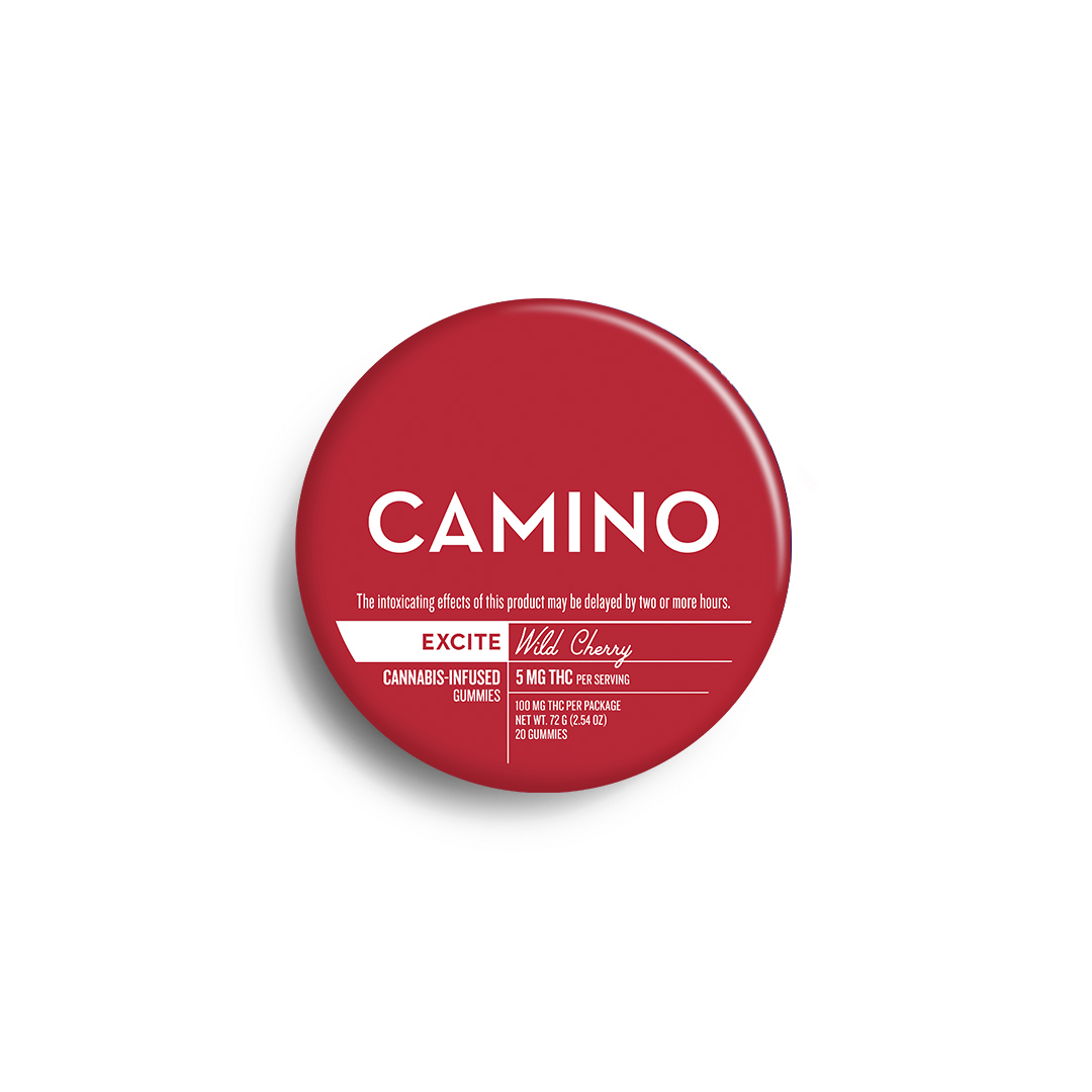 Photograph of product: Kiva | Camino Gummies | Wild Cherry | 1:1:1 TH-oui:CBC:CBG | 20pk/100mg