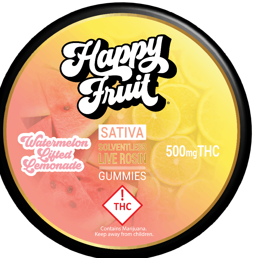 Photograph of product: Happy Fruit Watermelon Lifted Lemonade Gummies 500mg TH-oui (10pk) - 500MG WTRMELON LIFTED LEMONADE