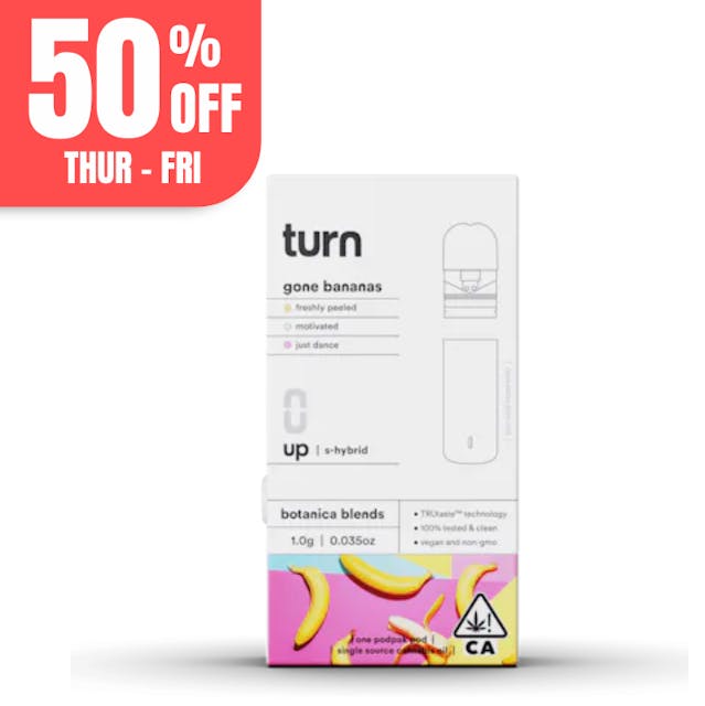 Photograph of product: Turn Up Botanical Blends POD | 1g - Gone Bananas - Oui'd Hybrid - 