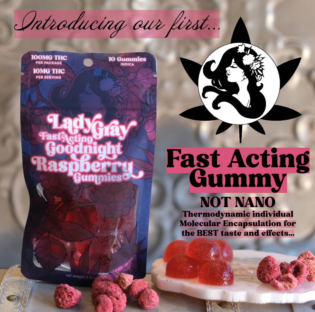 Photograph of product: Raspberry Goodnight Gummies (100mg) 10pk by Lady Gray Medibles