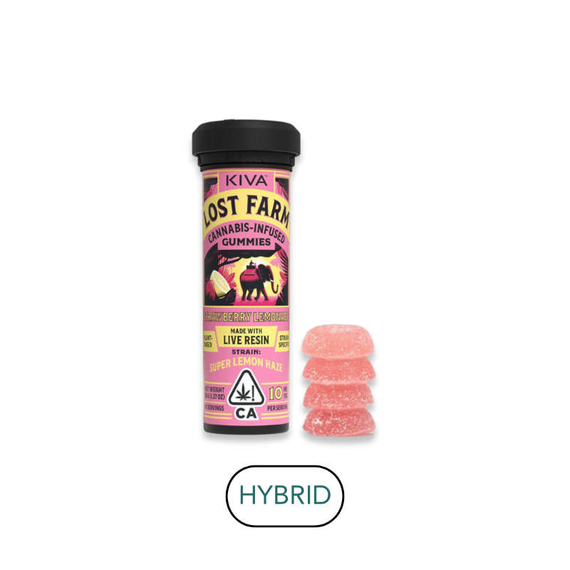 Photograph of product: Lost Farm - Strawberry Lemonade Super Lemon Haze Rosin - Gummies - 100mg - 10pk