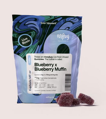 Photograph of product: Blueberry x Blueberry Muffin | Live Rosin Gummies | 10 Pack | Oui'd | MFNY