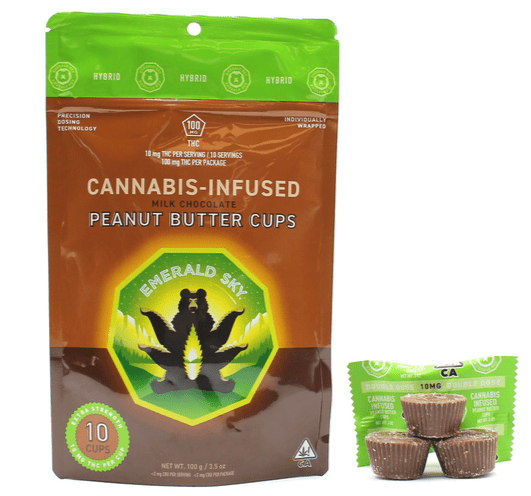 Photograph of product: Emerald Sky Milk Chocolate Peanut Butter Cups Hybrid 20Pk 100mg