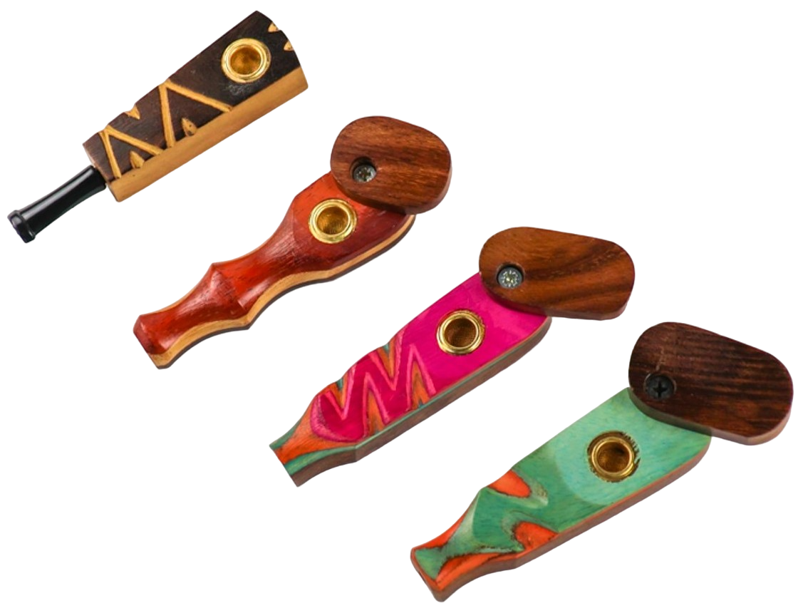 Photograph of product: 3.5" Assorted Wood Handpipes | Assorted Colors & Styles