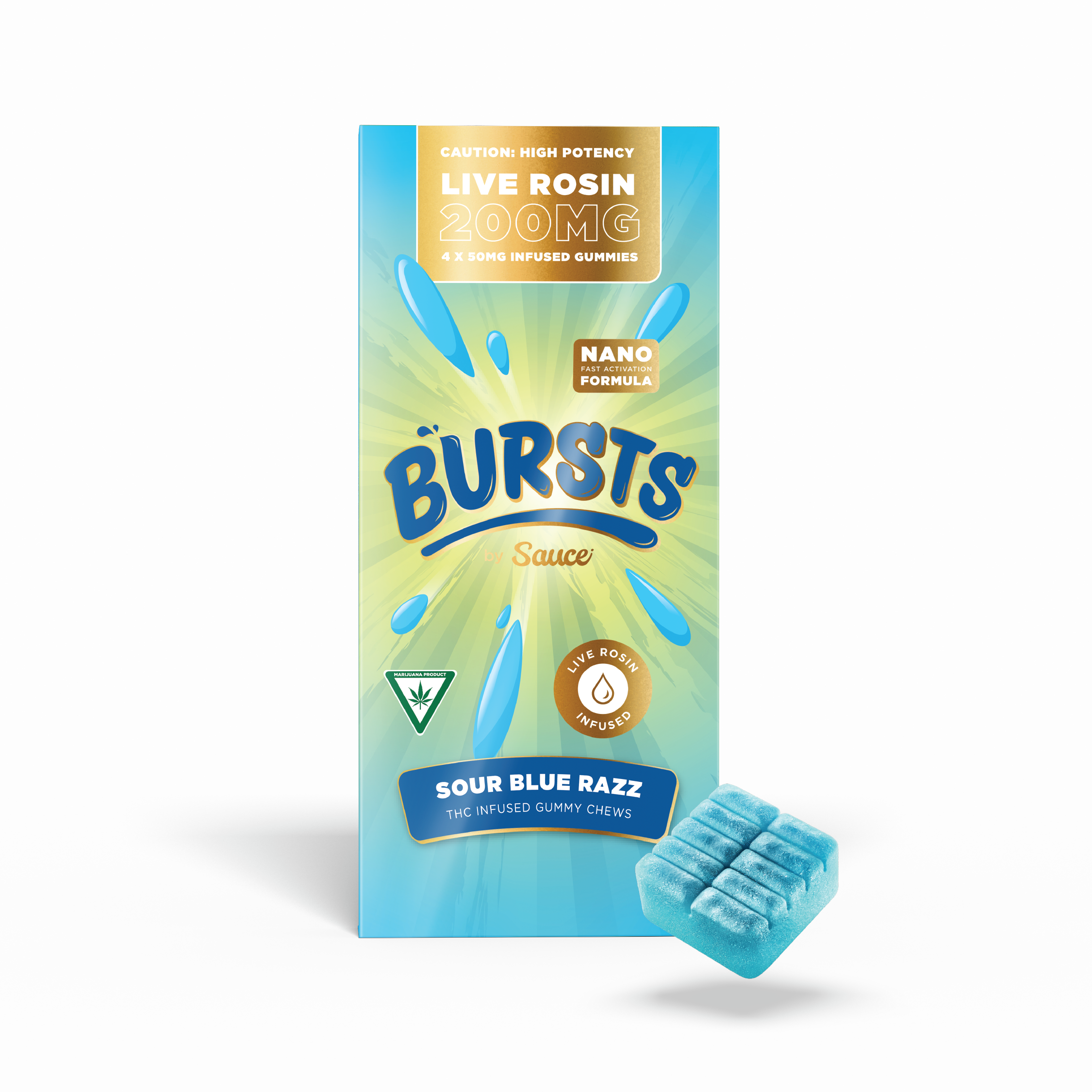 Photograph of product: BURST | Edible | Gummies | Live Rosin | Sour Blue Razz | 200mg
