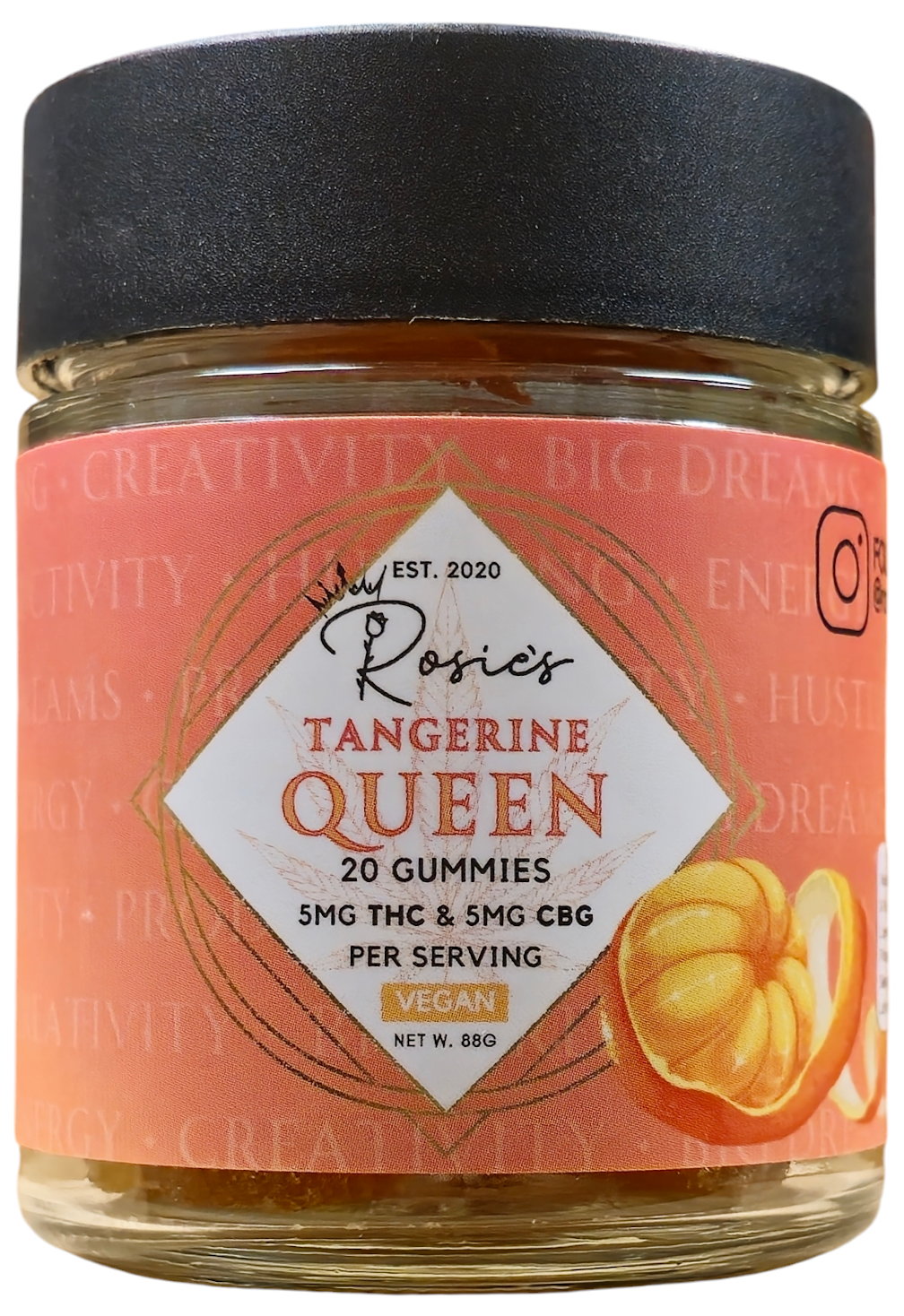 Photograph of Product: Rosies - Tangerine Queen - Gummies 100MG (5MG THC+CBG)