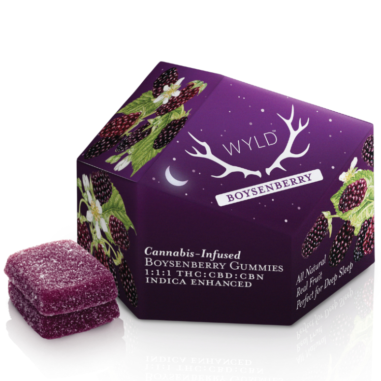 Photograph of product: Wyld 1:1:1 Boysenberry Gummies (100mg Thc / 100mg Cbd / 100mg Cbn)
