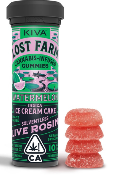 Photograph of product: WATERMELON LIVE ROSIN GUMMIES 10 PACK 100MG