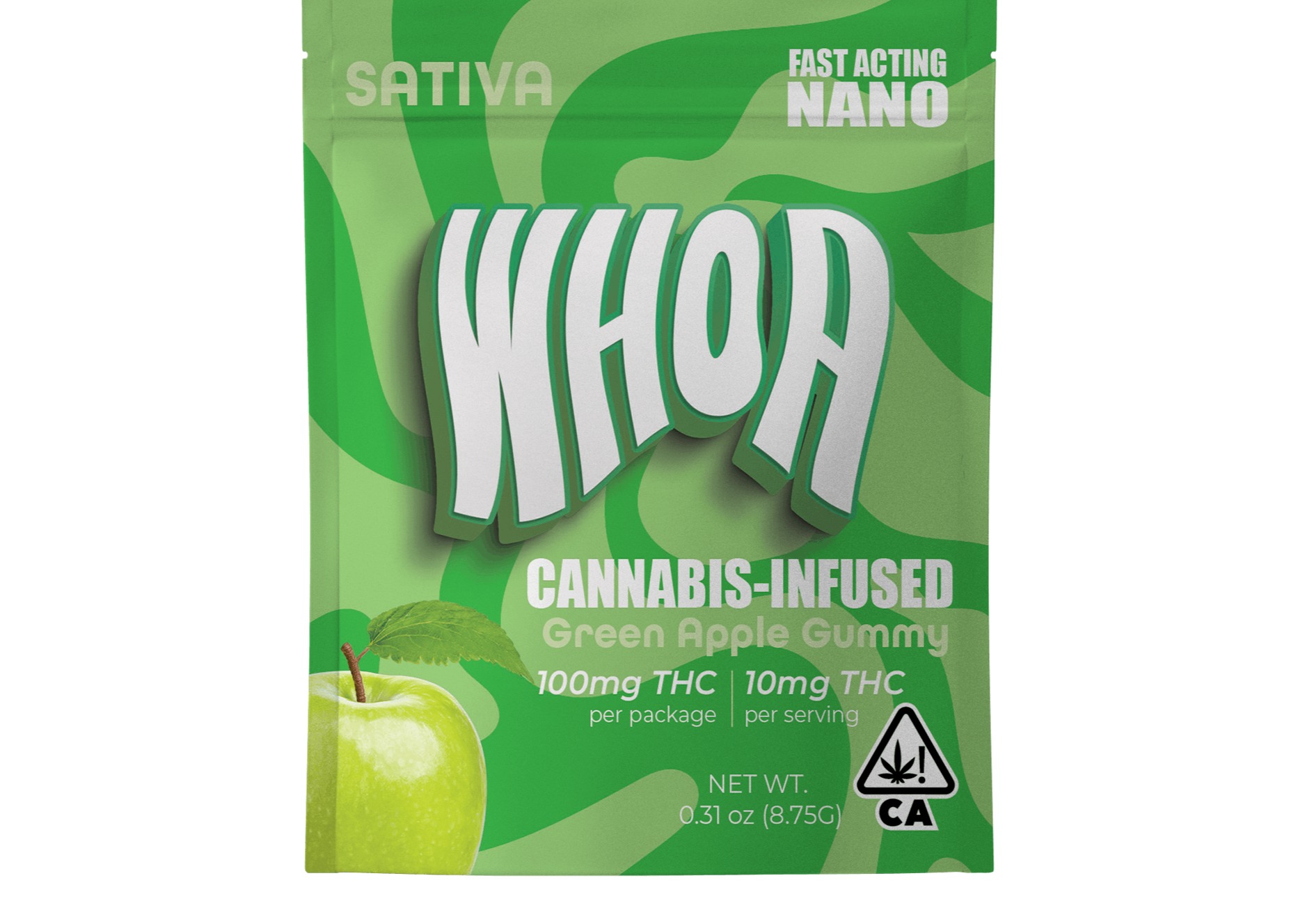 Photograph of product: WHOA - Green Apple 100mg Gummy Single