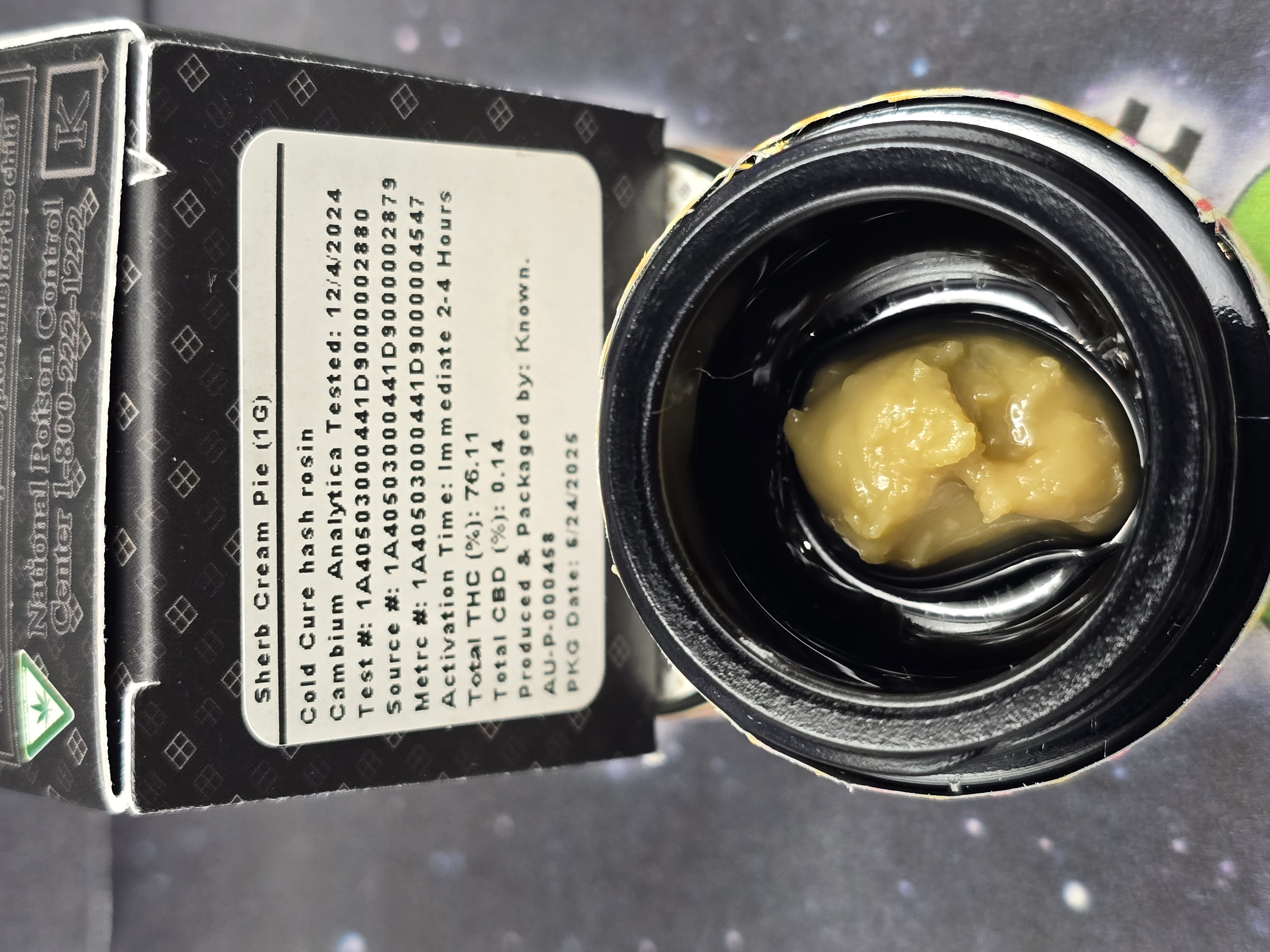 Photograph of product: Known | Sherb Cream Pie Live Rosin