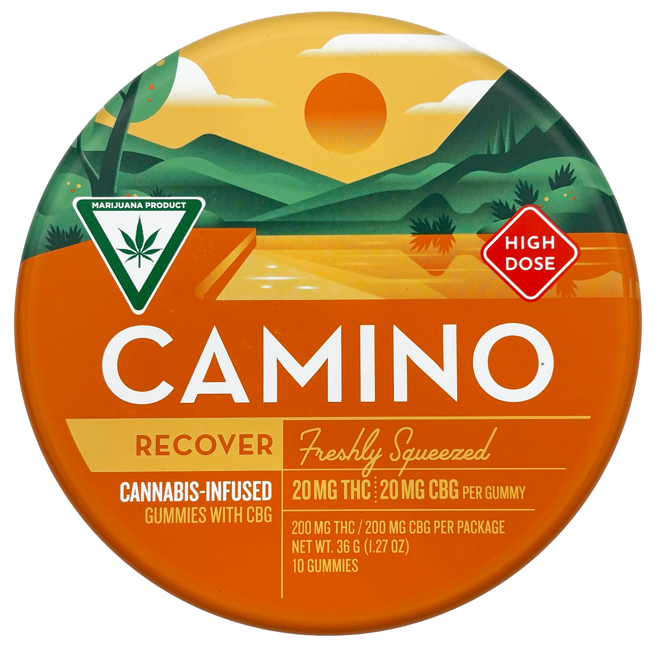 Photograph of product: Camino | Freshly Squeezed | Gummy Edible | 200mg THC/200mg CBG