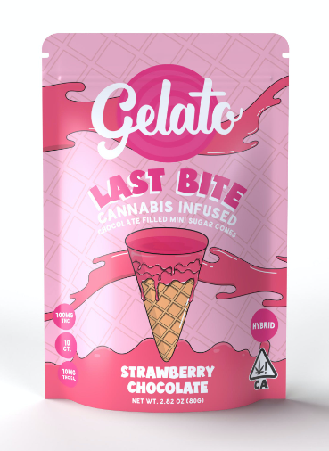 Photograph of product: Edibles | Last Bite Cones | Strawberry White Chocolate | 200mg | Gelato