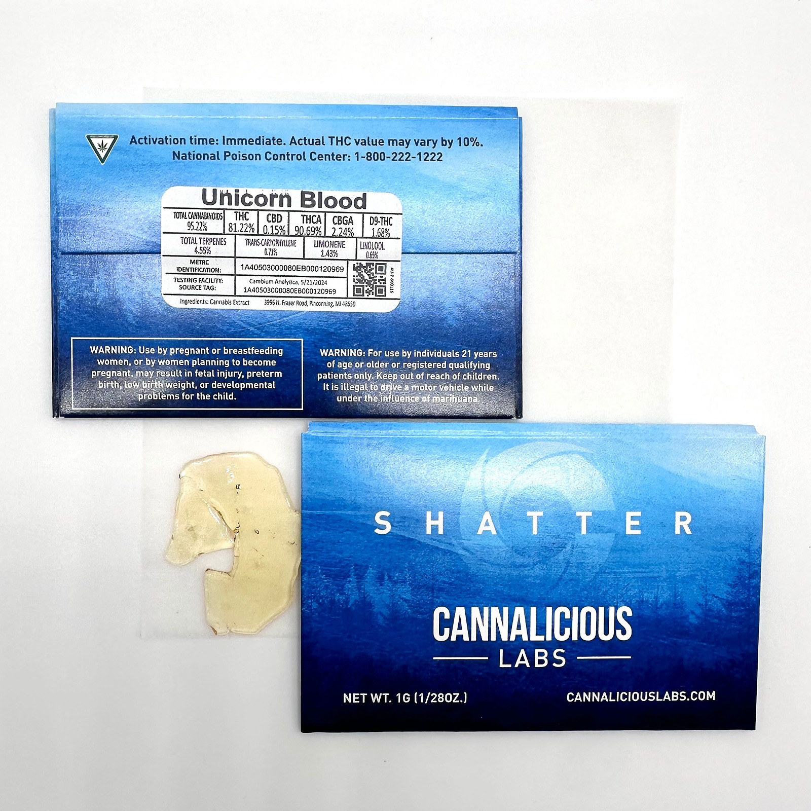 Photograph of product: Cannalicious Shatter Unicorn Blood