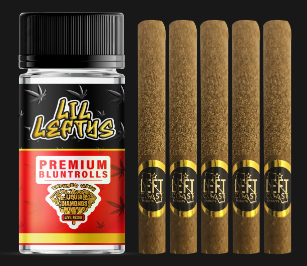 Photograph of product: Strawberry Banana [I] Lil Leftys | 6.5g (5pk) Infused Blunts Multipack | Left Coast